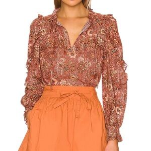 Ulla Johnson Manet blouse in “Rosebud” floral pink, Size 6
